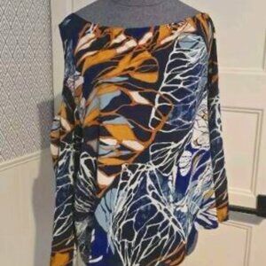 Allison Joy Britta One Shoulder Top 3/4 Sleeve Sz M Multicolored Evereve